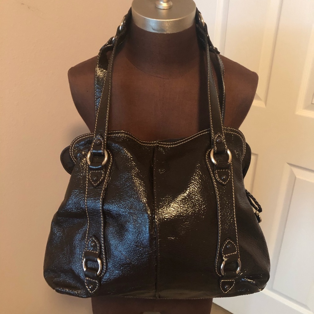 THE SAK Brown Patent Leather Hobo Bag